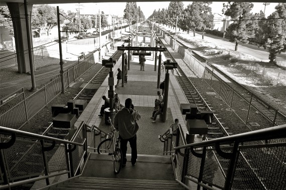 The Rosa Parks Station in Watts, looking toward Long Beach. Sahra Sulaiman/Streetsblog L.A.