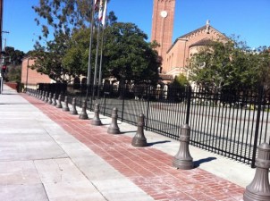 New security gates appeared along Exposition Blvd. recently as part of USC's effort to make its campus more secure for students. (photo courtesy of Jonathan Weiss)