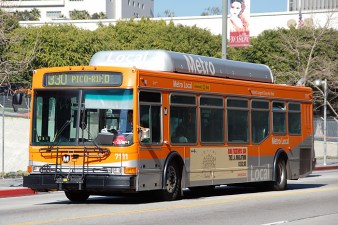 L.A.'s transit workhorse: the  Metro bus.  Photo via Wikimedia
