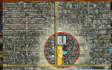 The County voted to condemn the lots at Vermont/Manchester and begin the eminent domain process, nearly 26 years after the structures there burned to the ground. (Image: Sassony Group)