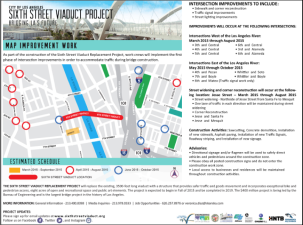 Map and timeline for intersection upgrades in preparation for the demolition of the 6th St. Viaduct. Source: 6th St. Viaduct Replacement project