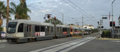 The Foothill Gold Line pulling into Arcadia