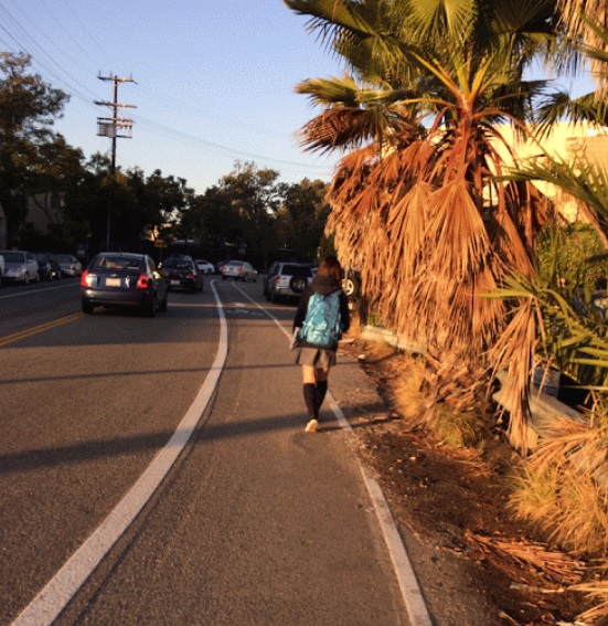 Missing sidewalk west of Palms Expo Line Station. Photo by Jonathan Weiss