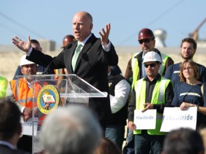 Of course the High Speed Rail Program made the Governor's list. But only one other transit project is as important as cars. Photo: NPR