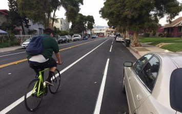 New Heliotrope Drive bike lanes. Photos by Joe Linton/Streetsblog L.A.