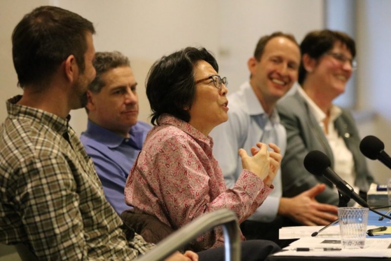 Joan Ling speaking on the Measure S panel. Photo via UCLA Lewis Center