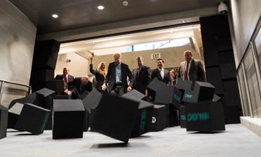 Dignitaries officially opened Metro's new station exit into The Bloc this morning. Image via @metrolosangeles Twitter