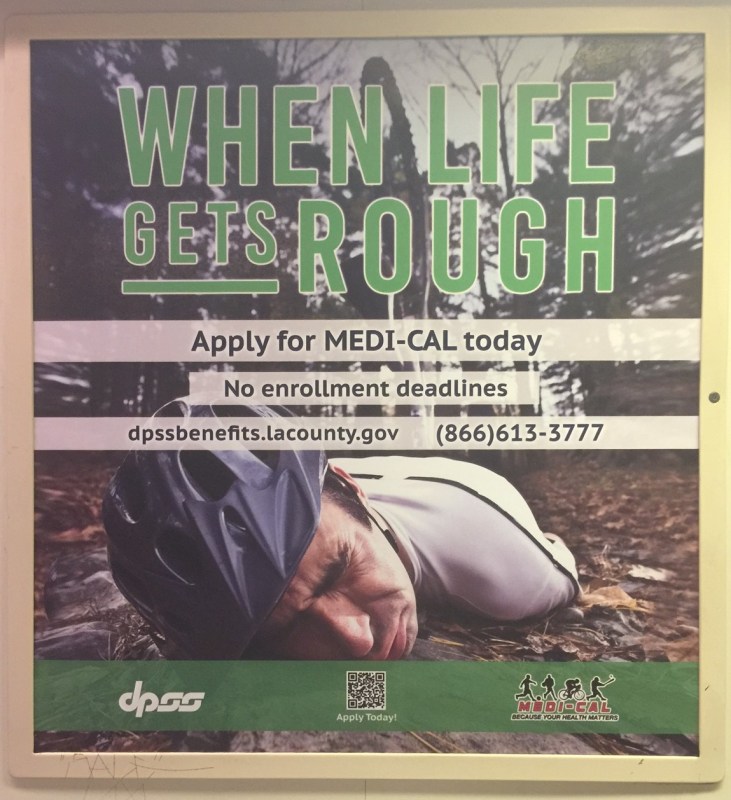 Does depicting bicycling really stand for "when life gets rough"? Photo: Joe Linton/Streetsblog L.A.