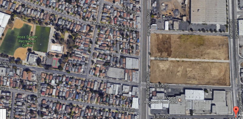 Google maps view of the lots where the South Central Farm once stood.