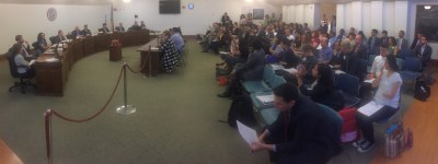 Advocates packed the room at today's Transportation Committee meeting which approved significant funds for city Vision Zero efforts. Photo: Joe Linton/Streetsblog L.A.