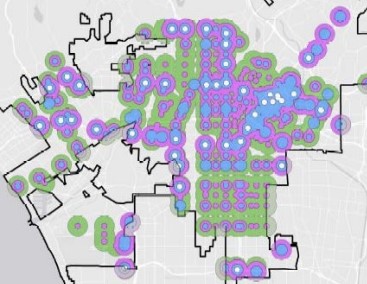 Detail of City Planning's proposed tiered zones for incentivizing transit-oriented development. Full DCP map below.