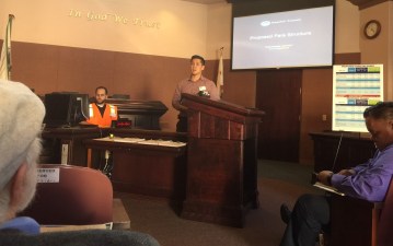 Foothill Transit staff presenting proposed agency service and fare changes at last night's meeting at Covina City Hall. Photo: Joe Linton, Streetsblog L.A.
