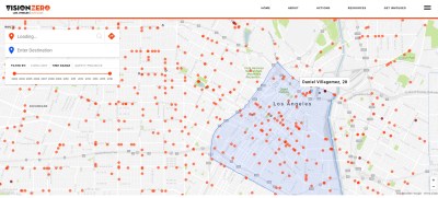 Screen shot of L.A.'s new Vision Zero map