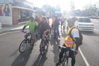 Caltrans Bike to Work Day cyclists take the lane on First Street. The four-mile route showcased bicycle infrastructure in downtown Santa Ana and the surrounding area's streets. All photos by Kristopher Fortin