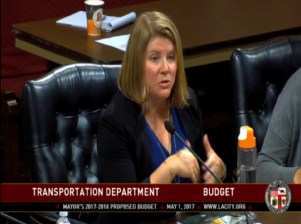 LADOT General Manager Seleta Reynolds speaking on the 2017 budget.  Reynolds estimated that $80 million is needed for Vision Zero. As it now stands, the Budget Committee currently has no funds allocated to Vision Zero. Screenshot via lacity.org
