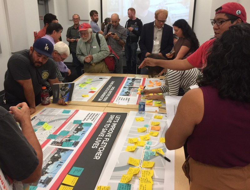 Tuesday's community input meeting for planned improvements on NELA's Fletcher Drive. Photo by Joe Linton/Streetsblog L.A.