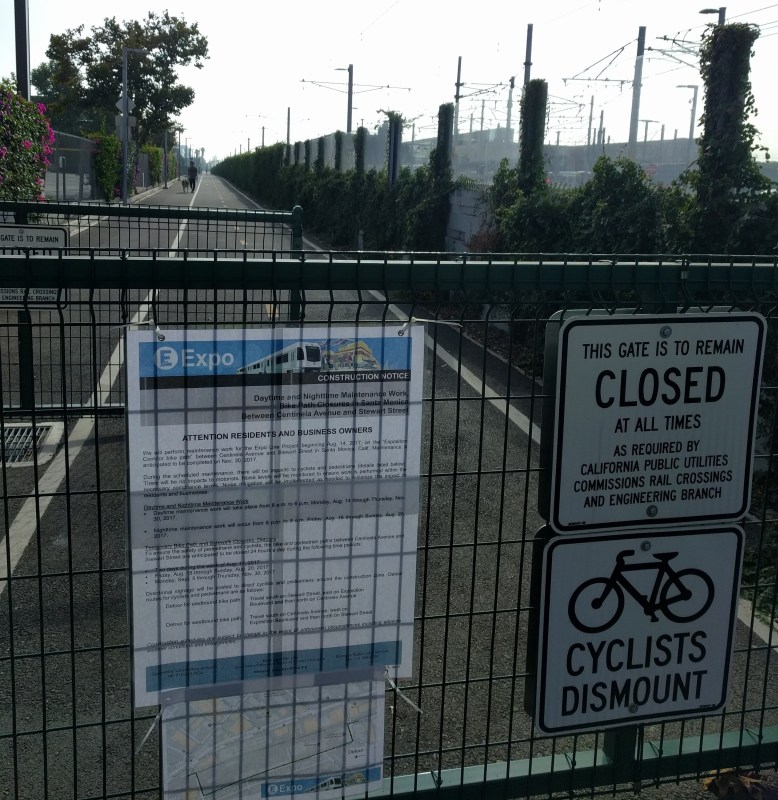 Expo Bike Path temporary closure signage