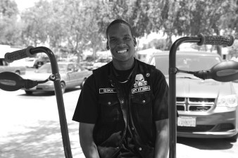 Slimm, 25, Los Ryderz member, on his bike in Ted Watkins Park in Watts. Sahra Sulaiman/Streetsblog L.A.