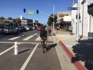 The Mar Vista Community Council did not approve motions to reverse recent  Venice Boulevard safety improvements. Photo by Joe Linton/Streetsblog L.A.