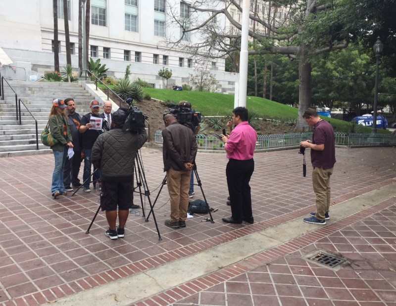 Recall Bonin press conference this morning. Photo by Joe Linton/Streetsblog L.A.