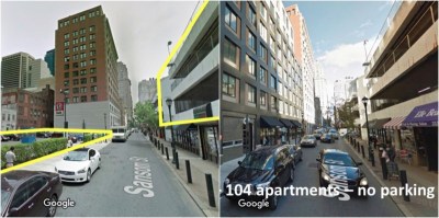 Housing is replacing parking lots in center city Philadelphia. Image: JVM Studio