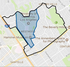 The proposed boundaries for the new neighborhood council is shaded in blue, surrounded by the current boundaries governed by the WWNC.
