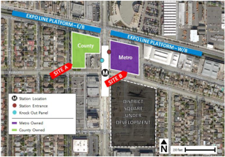 The project will straddle Crenshaw Blvd., south of Exposition, at the juncture of the Expo and Crenshaw/LAX Lines. Source: Metro