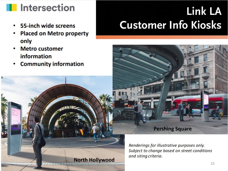 Examples of new electronic information signs to be implemented as part of Metro's advertising contract. Image via Metro staff report