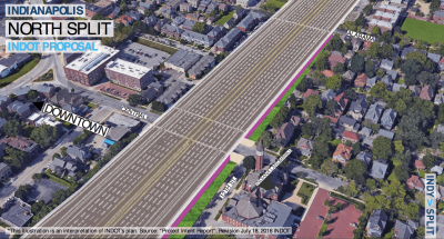 Indiana DOT wants to widen a highway through historic Indianapolis neighborhoods near downtown. Locals are fighting back. Image: Urban Indy