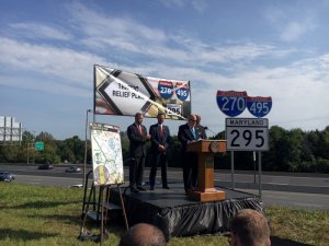 Maryland Governor Larry Hogan, shown here announcing a $9 billion toll road expansion program, is not an environmental hero. Photo: Maryland Department of Transportation/Twitter