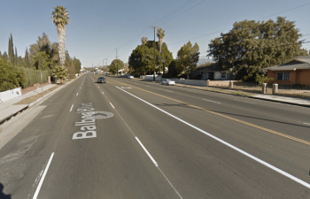 CEQA has encouraged street designs like Balboa Blvd in Granada Hills, which has a very good LOS but is not so easy to use if you are not in a car. Image: Google Street View
