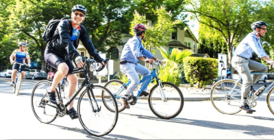 Former Caltrans Director Malcolm Dougherty at the annual Director's Ride. Image from Active Transportation in California: The Non-Motorized Transportation Facilities Report Fiscal Year 2016-17.