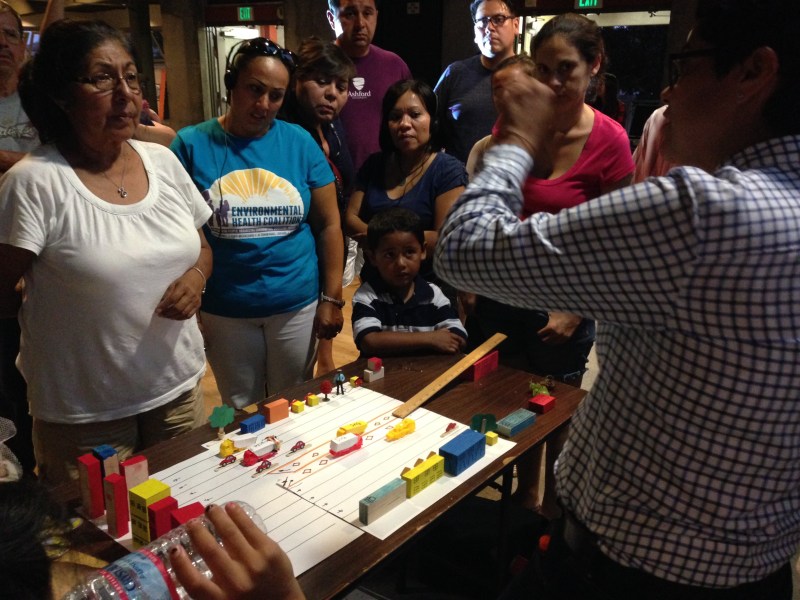 Monique López leads a participatory design workshop with stakeholders trying to combat a freeway expansion project in San Diego. Courtesy Monique López