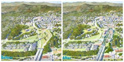 The Asheville Design Center called for converting a tangle of highways and ramps into an extension of Asheville's urban street grid. North Carolina DOT wants to rush forward without committing to this plan.