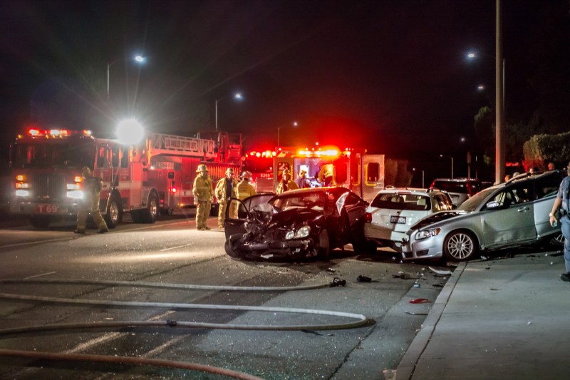 California's "absurd" speed law means more deaths on L.A. roads. Palisades Drive car crash photo by Peter Duke via Flickr Creative Commons