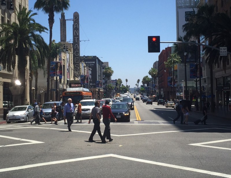 Hollywood and Vine's new diagonal crosswalks - photos by Joe Linton/Streetsblog L.A.