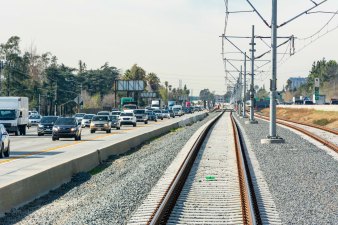 Metro is upgrading the Jersey barriers that separate the Gold Line from 210 Freeway traffic. Photo by Metro