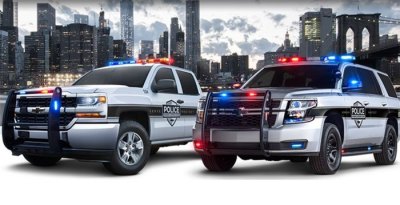 General Motors pitches its product to police departments with aftermarket "bull bars," a feature that makes them look more intimidating and militaristic -- and kills pedestrians. Photo: General Motors/Twitter