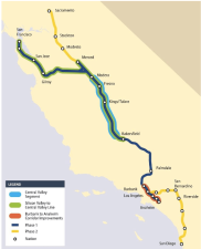 Phased implementation of California high-speed rail. Source: California High-Speed Rail Authority 2018 Business Plan