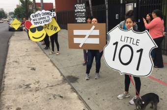 Temple Street community  members celebrate safety improvements through Slow Jams #templestreetslowjams Photos by Joe Linton/Streetsblog L.A.