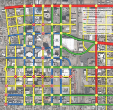 As part of a walkability study, nineteen of Albuquerque’s downtown traffic signals were deemed unnecessary. Nine have since been removed. Photo: Speck & Associates LLC
