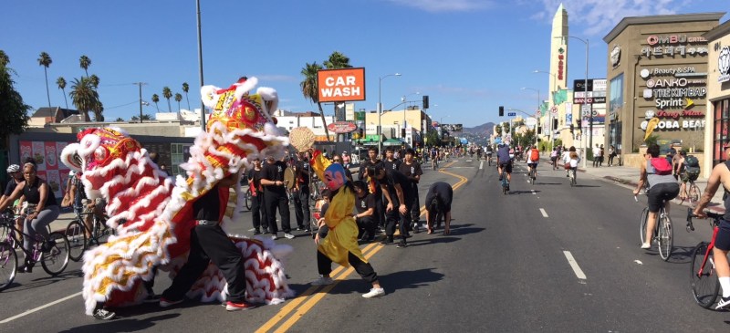 Yesterday's CicLAvia L.A. Phil celebration featured dancing dragons on Western Avenue. All photos by Joe Linton/Streetsblog L.A.