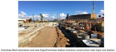 Crenshaw Blvd street reconstruction underway. Photo via Metro staff report