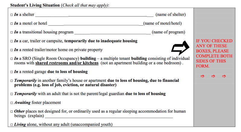 Part of the Student Residency Questionnaire gets at the different living situations students might be experiencing.