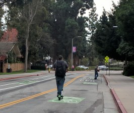 UCLA has a new bikeway - also used by e-scooter riders. All photos by Scott Epstein