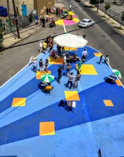 A pilot on Broad Street this summer demonstrated safety-importing bump outs and how the urban trail system would look and function. Photo: Sam Goater