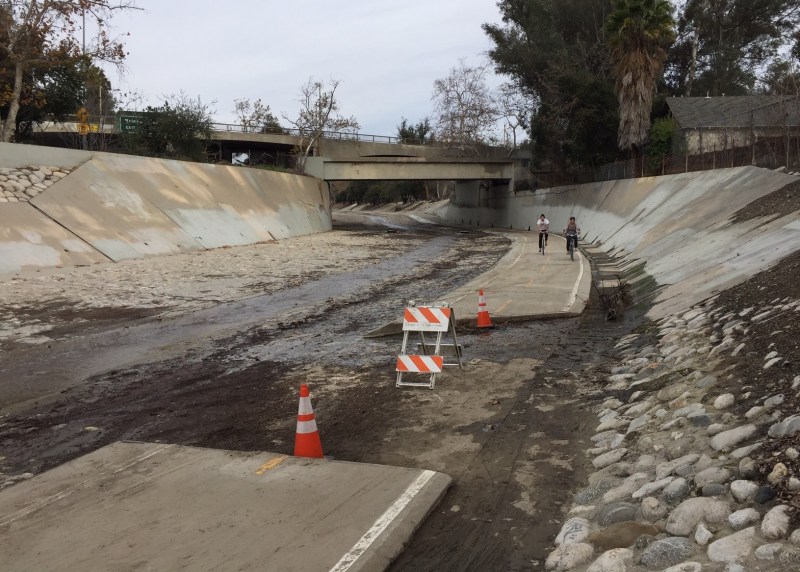 The Arroyo Seco bike/walk path is damaged, apparently from last week's heavy rains. All photos by Joe Linton/Streetblog L.A.