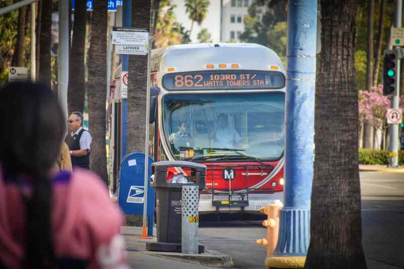 Metro's 862 line, which is free for all users, connects Downtown Long Beach to the 103rd/Watts Towers Station. Photo by Brian Addison.