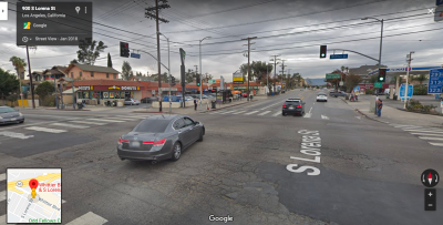 A woman crossing Lorena at Whittier with her boyfriend was left with severe head injuries after being struck by a hit-and-run driver on the evening of January 6. [Google maps]