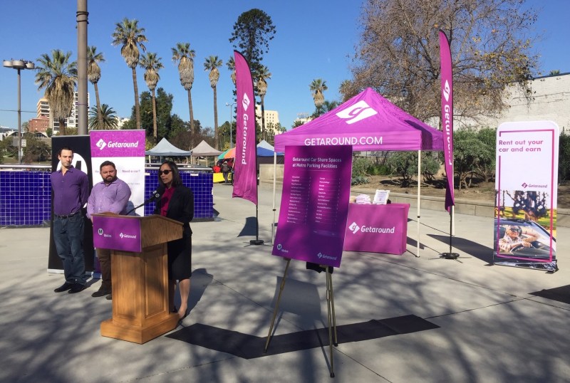 Metro's Nadine Lee speaking at today's Getaround car-share event. All photos by Joe Linton/Streetsblog L.A.